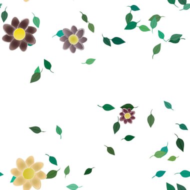 Yapraklı çiçek yapraklarının vektör çizimi, botanik arka plan