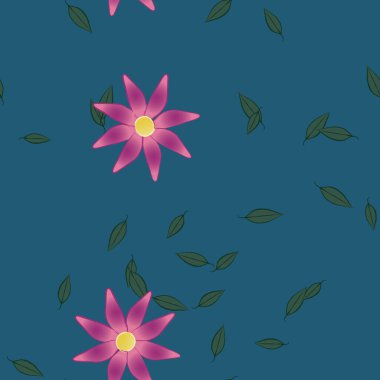 Yapraklı çiçek yapraklarının vektör çizimi, botanik arka plan