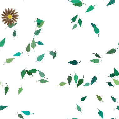 Yapraklı çiçek yapraklarının vektör çizimi, botanik arka plan