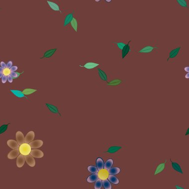 Yapraklı çiçek yapraklarının vektör çizimi, botanik arka plan