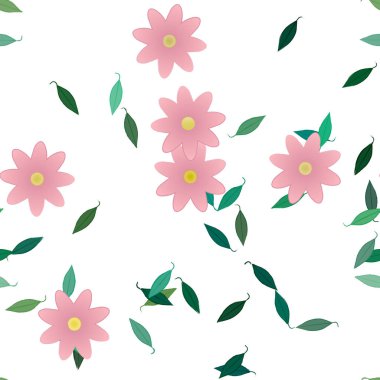 Yapraklı çiçek yapraklarının vektör çizimi, botanik arka plan