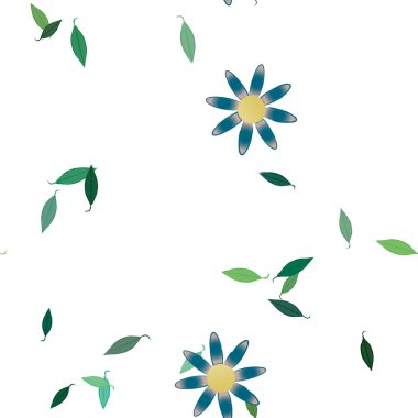 Yapraklı çiçek yapraklarının vektör çizimi, botanik arka plan