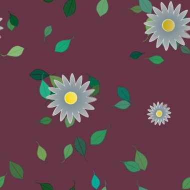 Yapraklı çiçek yapraklarının vektör çizimi, botanik arka plan