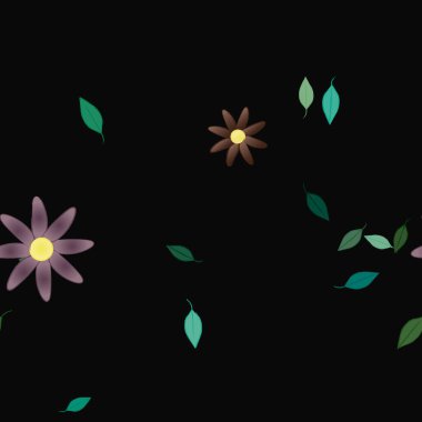 Yapraklı çiçek yapraklarının vektör çizimi, botanik arka plan