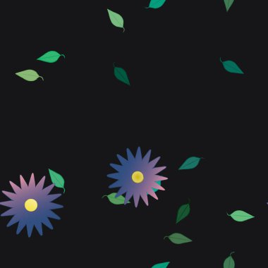 Yapraklı çiçek yapraklarının vektör çizimi, botanik arka plan