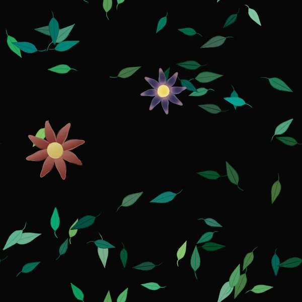 Illustration Vectorielle Pétales Fleurs Été Avec Feuilles Fond Botanique — Image vectorielle