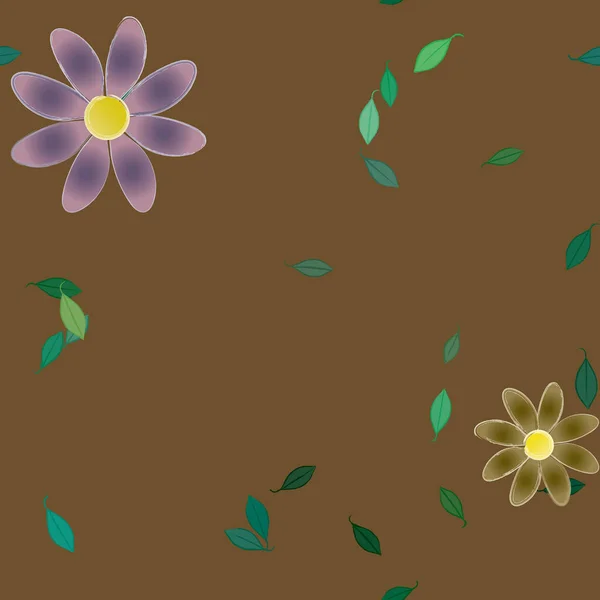 Vector Ilustración Flores Verano Pétalos Con Hojas Fondo Botánico — Vector de stock