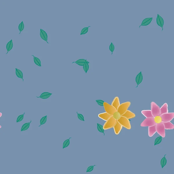 Vector Ilustración Flores Verano Pétalos Con Hojas Fondo Botánico — Archivo Imágenes Vectoriales