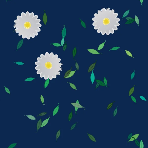 Vektor Illustration Von Sommerblumen Blütenblätter Mit Blättern Botanischer Hintergrund — Stockvektor