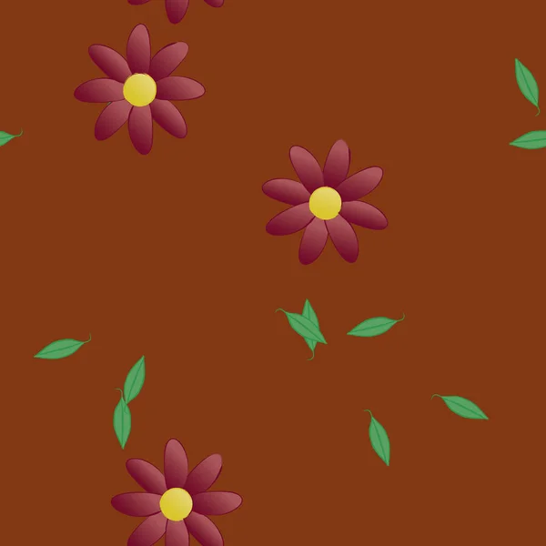 Vector Illustratie Van Zomerbloemen Bloemblaadjes Met Bladeren Botanische Achtergrond — Stockvector