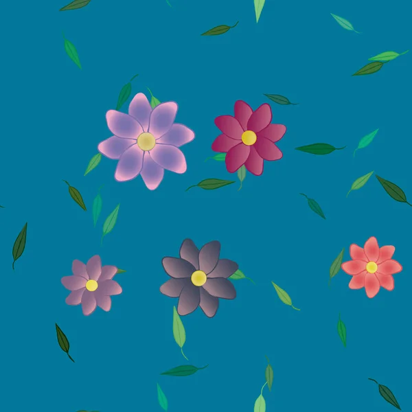 Vektor Illustration Von Sommerblumen Blütenblätter Mit Blättern Botanischer Hintergrund — Stockvektor