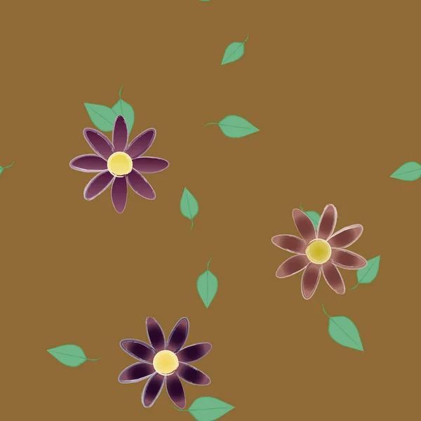 Illustration Vectorielle Pétales Fleurs Été Avec Feuilles Fond Botanique — Image vectorielle