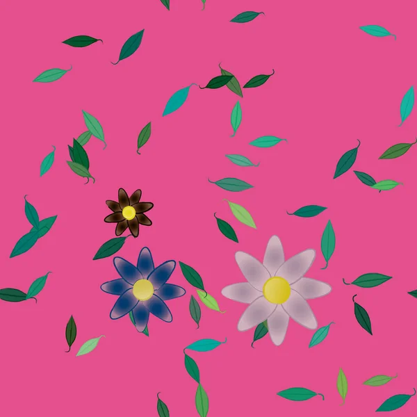 Vector Ilustración Flores Verano Pétalos Con Hojas Fondo Botánico — Archivo Imágenes Vectoriales