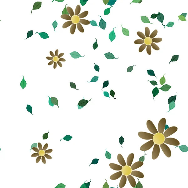 Vektorillustrasjon Sommerblomsterblader Med Blader Botanisk Bakgrunn – stockvektor
