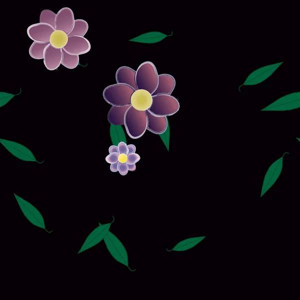 有叶子的夏花花瓣的矢量图解 植物背景 — 图库矢量图片