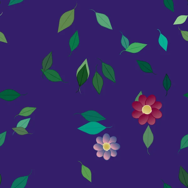 Vector Ilustración Flores Verano Pétalos Con Hojas Fondo Botánico — Vector de stock