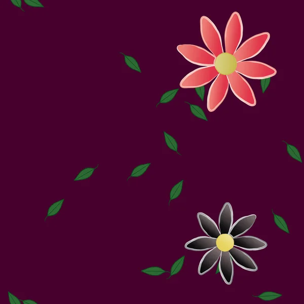 Vector Illustratie Van Zomerbloemen Bloemblaadjes Met Bladeren Botanische Achtergrond — Stockvector