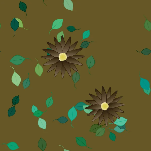 Illustration Vectorielle Pétales Fleurs Été Avec Feuilles Fond Botanique — Image vectorielle