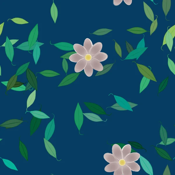 Vector Ilustración Flores Verano Pétalos Con Hojas Fondo Botánico — Vector de stock