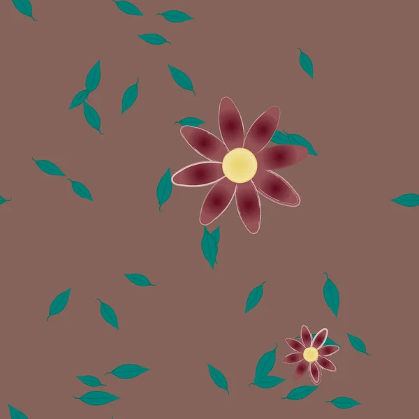 Vector Ilustración Flores Verano Pétalos Con Hojas Fondo Botánico — Archivo Imágenes Vectoriales