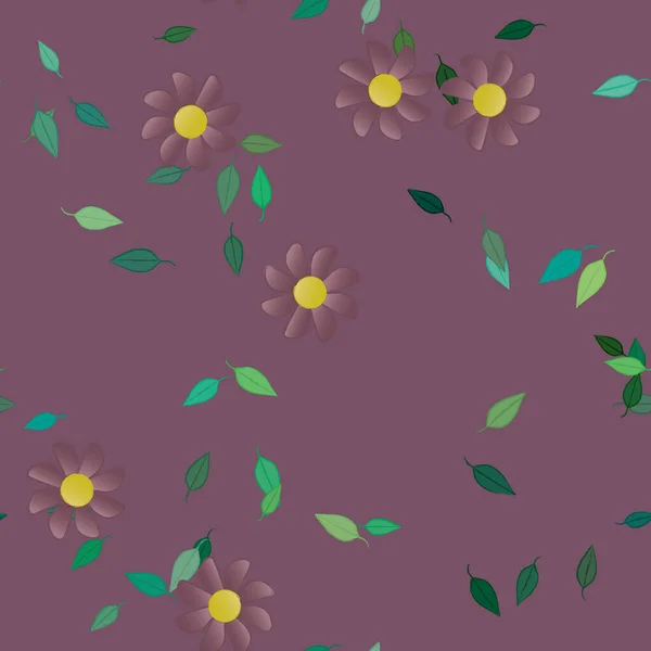 Vektor Illustration Sommar Blommor Kronblad Med Blad Botanisk Bakgrund — Stock vektor