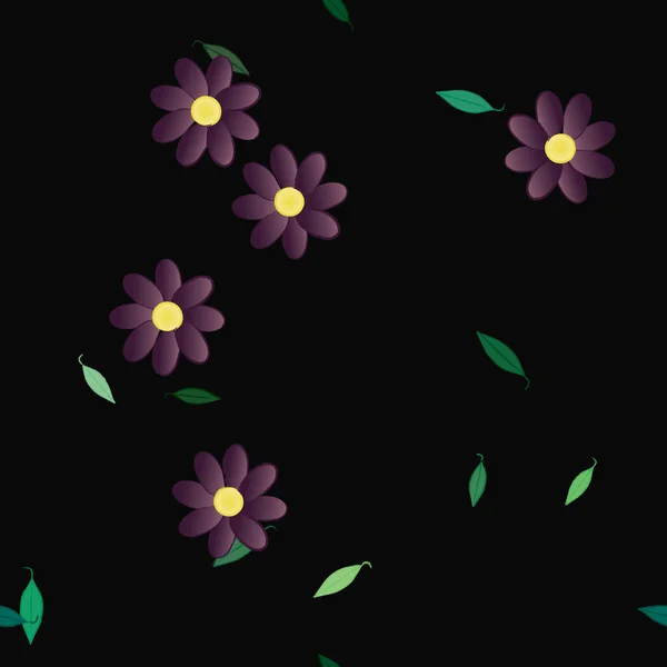 Διανυσματική Απεικόνιση Των Καλοκαιρινών Λουλουδιών Πέταλα Φύλλα Βοτανικό Υπόβαθρο — Διανυσματικό Αρχείο