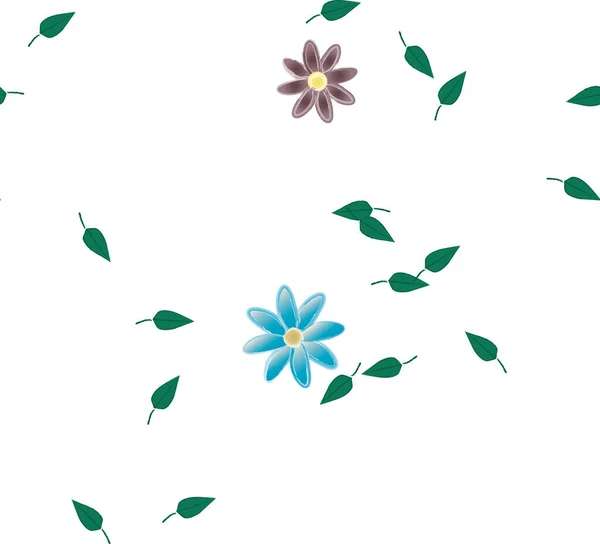 Illustration Vectorielle Pétales Fleurs Été Avec Feuilles Fond Botanique — Image vectorielle