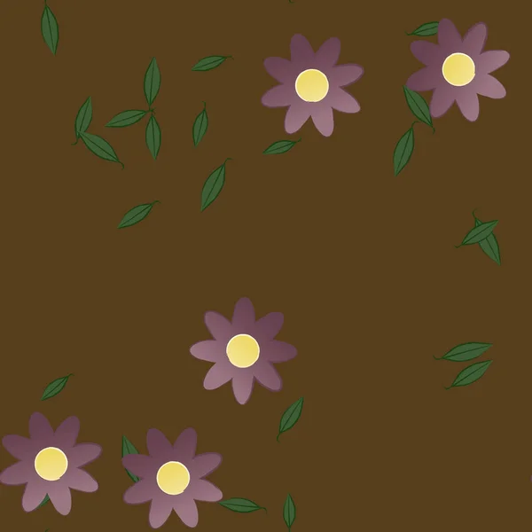 Векторная Иллюстрация Летних Цветов Лепестки Листьями Ботанический Фон — стоковый вектор