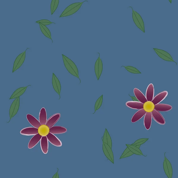 Vector Ilustración Flores Verano Pétalos Con Hojas Fondo Botánico — Vector de stock