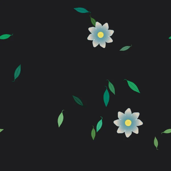 Vector Ilustración Flores Verano Pétalos Con Hojas Fondo Botánico — Vector de stock