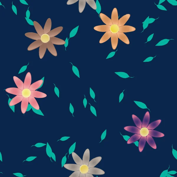 Fundo Sem Costura Floral Bonito Ilustração Vetorial —  Vetores de Stock