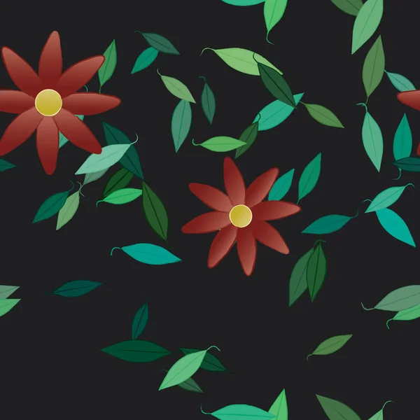 Illustration Vectorielle Pétales Fleurs Été Avec Feuilles Fond Botanique — Image vectorielle