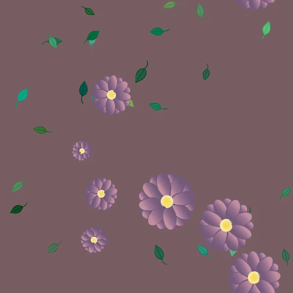 Vector Ilustración Flores Verano Pétalos Con Hojas Fondo Botánico — Vector de stock