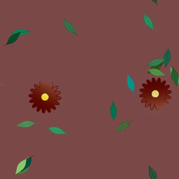 Vector Illustratie Van Zomerbloemen Bloemblaadjes Met Bladeren Botanische Achtergrond — Stockvector