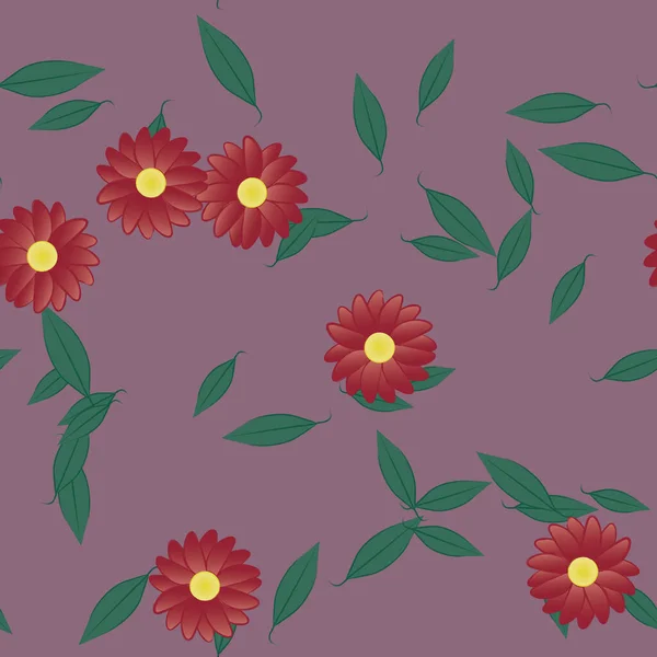 Vector Ilustración Flores Verano Pétalos Con Hojas Fondo Botánico — Vector de stock