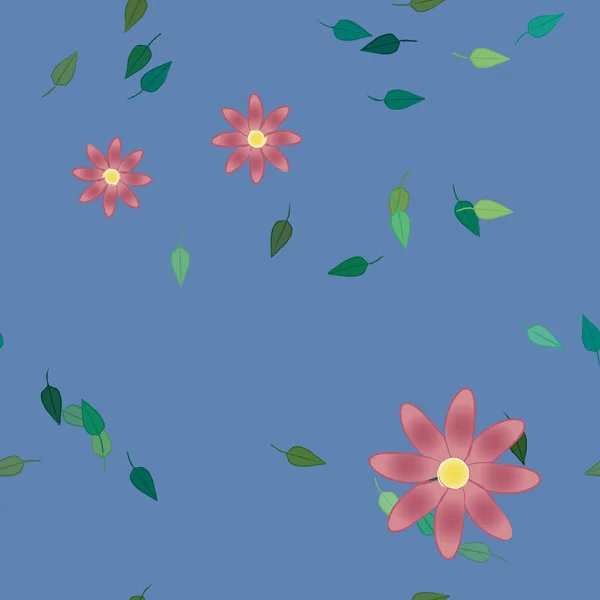 Vector Illustratie Van Zomerbloemen Bloemblaadjes Met Bladeren Botanische Achtergrond — Stockvector