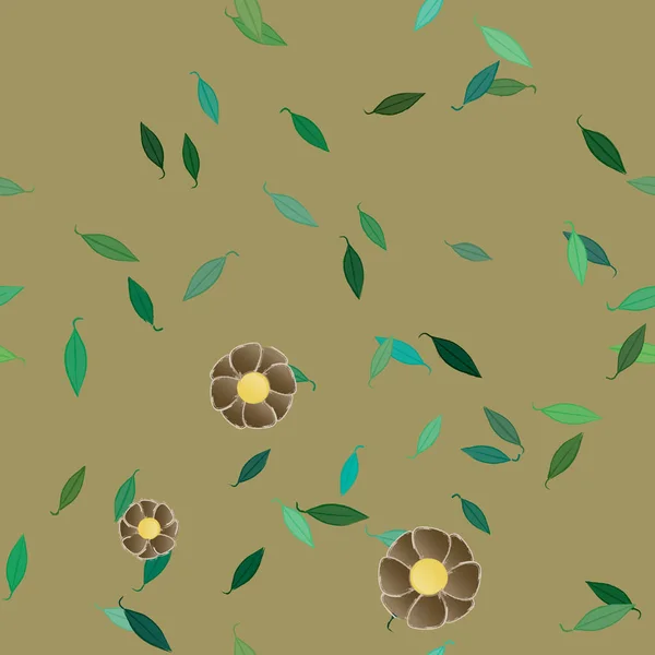 Illustration Vectorielle Pétales Fleurs Été Avec Feuilles Fond Botanique — Image vectorielle