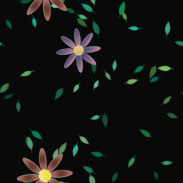 葉を持つ夏の花の花弁のベクトル図植物の背景 — ストックベクタ
