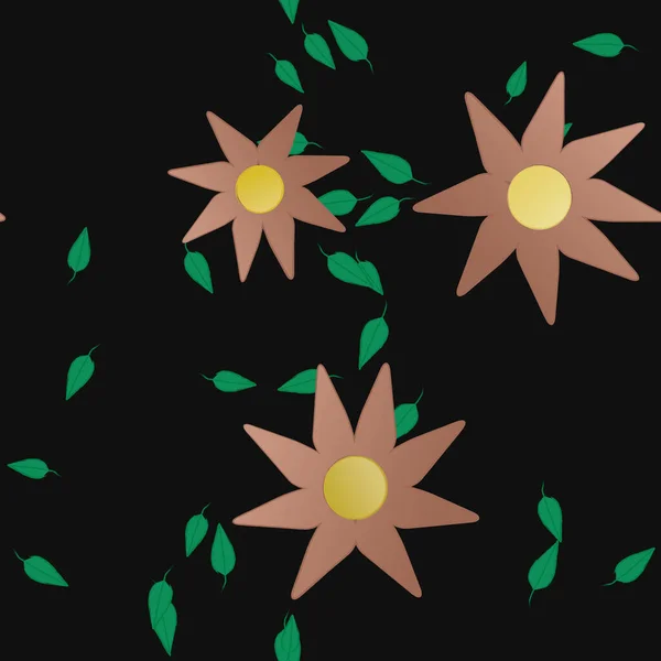 Vector Illustratie Van Zomerbloemen Bloemblaadjes Met Bladeren Botanische Achtergrond — Stockvector