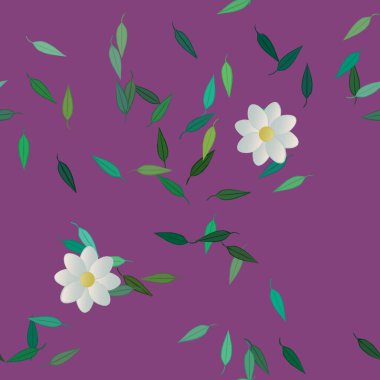 Yapraklı çiçek yapraklarının vektör çizimi, botanik arka plan