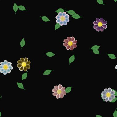 Yapraklı çiçek yapraklarının vektör çizimi, botanik arka plan