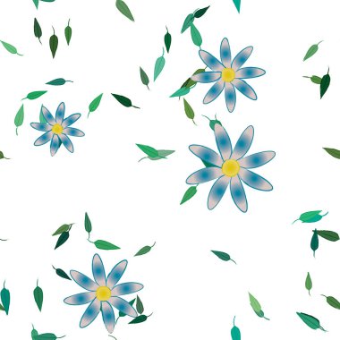 Yapraklı çiçek yapraklarının vektör çizimi, botanik arka plan