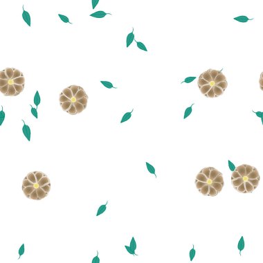 Yapraklı çiçek yapraklarının vektör çizimi, botanik arka plan