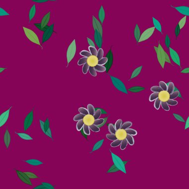 Yapraklı çiçek yapraklarının vektör çizimi, botanik arka plan