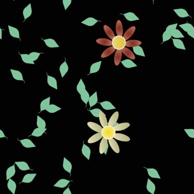 Yapraklı çiçek yapraklarının vektör çizimi, botanik arka plan