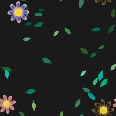 Yapraklı çiçek yapraklarının vektör çizimi, botanik arka plan