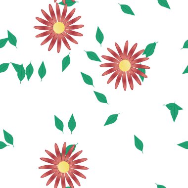 Yapraklı çiçek yapraklarının vektör çizimi, botanik arka plan