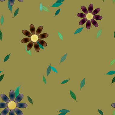 Yapraklı çiçek yapraklarının vektör çizimi, botanik arka plan