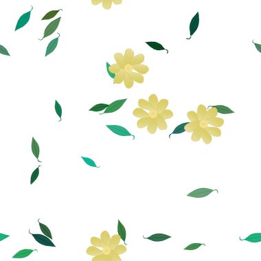 Yapraklı çiçek yapraklarının vektör çizimi, botanik arka plan