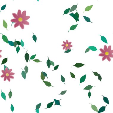 Yapraklı çiçek yapraklarının vektör çizimi, botanik arka plan